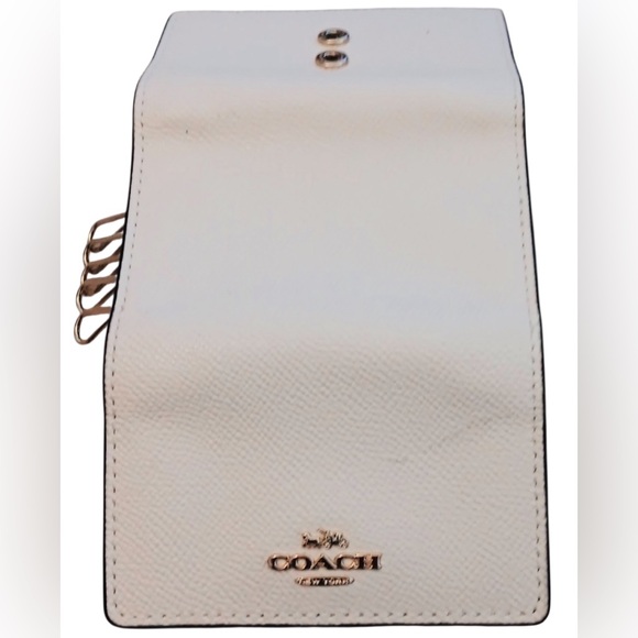 Coach Five Ring Key Case Chalk White Leather with Logo EUC - Picture 1 of 4